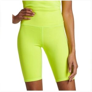 Alice + Olivia Aaron High Waist Biker Shorts in Neon Keylime Medium